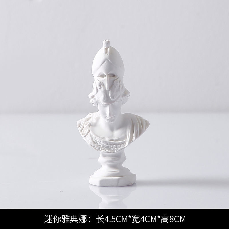 北欧ins风迷你大卫人物头像小石膏雕塑摆件书桌面树脂装饰品摆设|迷你雅典娜