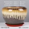 特价花盆陶瓷家用大号桌面多肉有孔花盆简约创意陶瓷花盆带托盘 CCH21003 中号(送塑料底盘+网垫)