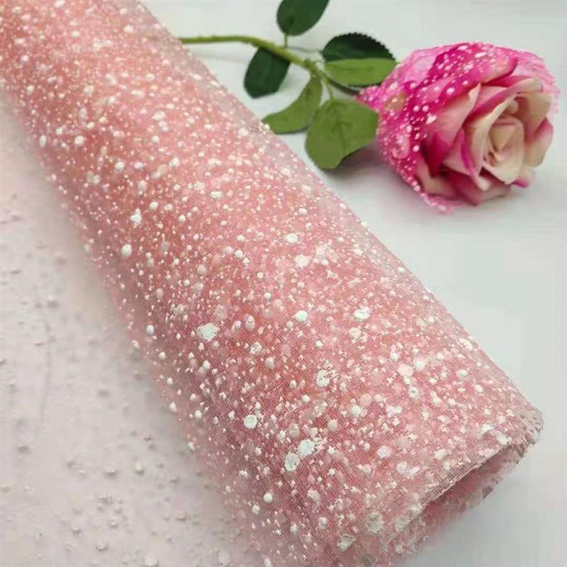 雪点纱网纱手工花束包装玫瑰包装材料花束包装纸鲜花包装材料网纱|桃粉色 50厘米宽X3米长