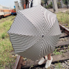 条纹防晒防紫外线夏季黑胶晴雨两用太阳雨伞折叠三折小清新女神伞