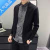 SUNTEK假两件针织毛衣开衫男潮流外套2021秋冬男士修身个性衬衫拼接上衣