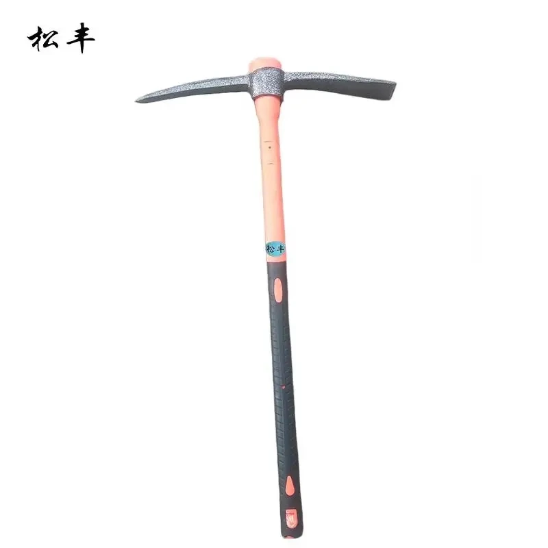松丰锰钢加厚小号胶质柄防汛锄头洋镐挖土尖镐挖树根钢镐工具刨石十字镐冰镐87cm*54cm把