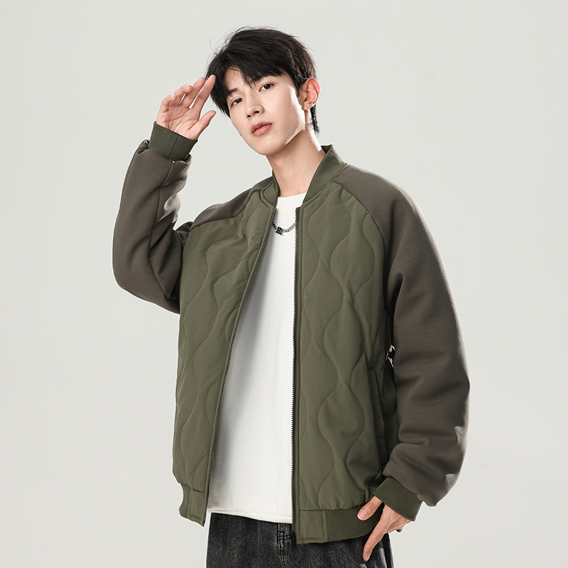男装秋季夹克男士潮牌休闲百搭立领棉服外套棒球领防风保暖棉衣男