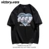 VICTORYVERA夏季新款短袖T恤男女爱心设计感印花宽松情侣休闲上衣