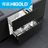 HIGOLD/悍高 黑钻双层拉篮 厨房201不锈钢拉篮 橱柜拉篮抽屉式碗架 收纳置物架调味碗碟篮