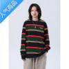 喻娄 320G双纱条纹长袖T恤男女圆领宽松上衣cityboy国潮