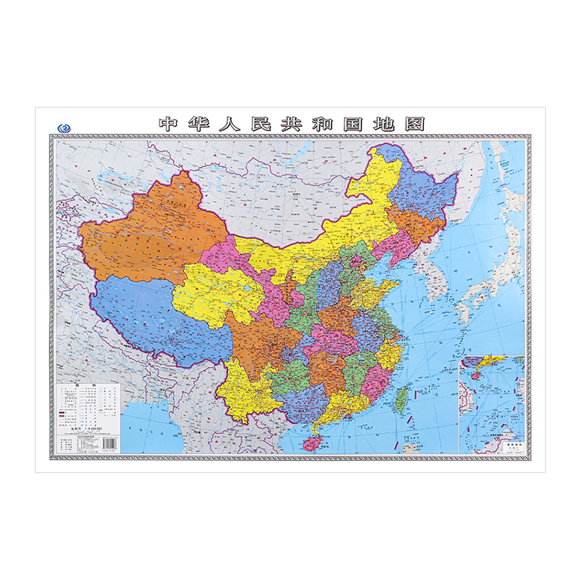 [正版]中国地图2022年全新版大尺寸106*76厘米墙贴交通旅游办公学习防水高清贴画挂图中华人民共和国地图高清大图