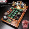 紫砂功夫茶具套装办公室家用法耐整套陶瓷木全自动流水茶盘 Q14柴烧有余流水龙冰裂 32件