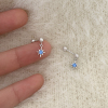 纯银蓝钻八芒星小流苏耳环女甜酷风气质小耳坠饰品高级感耳钉