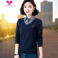 YUNWUXIN假两件衬衫女长袖上衣2022新款中年妈妈装洋气百搭打底衫衬衣