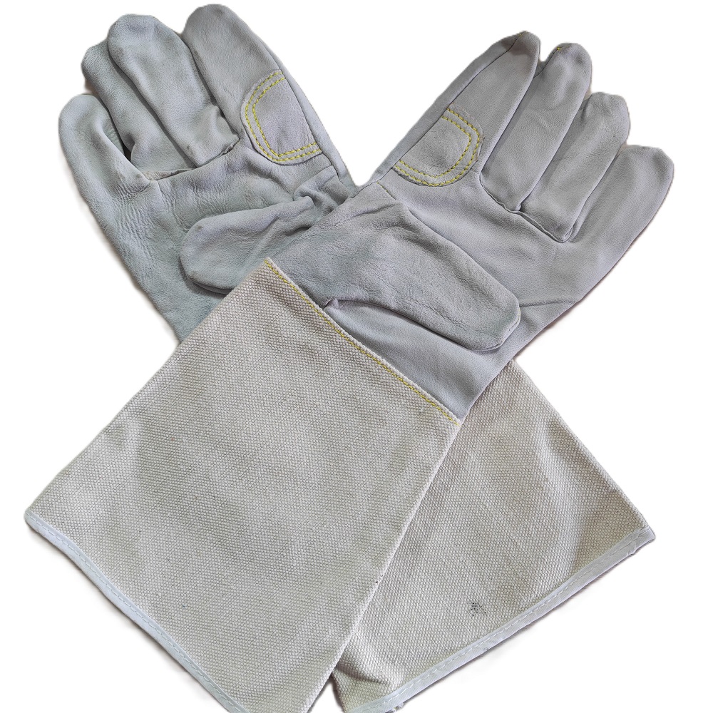 誉丰YL-5095半皮半帆布手套翻毛皮直筒袖口电焊手套