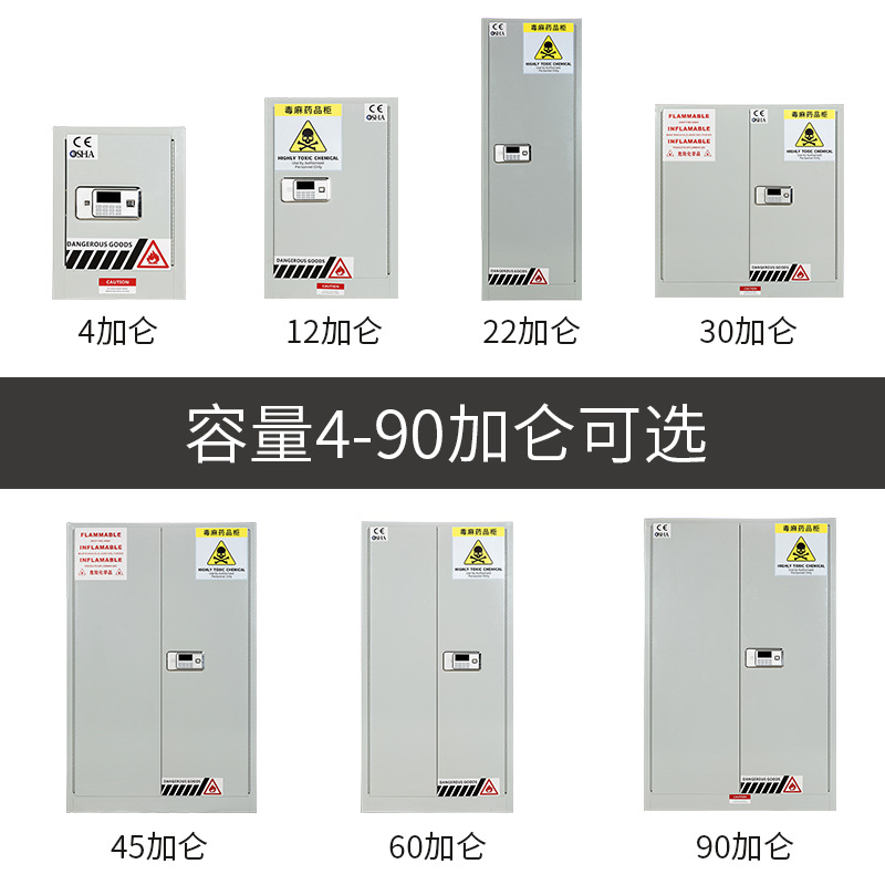 锦北 毒麻柜化学品安全存放柜实验室危化药品柜电子密码锁储存柜22加仑高清大图