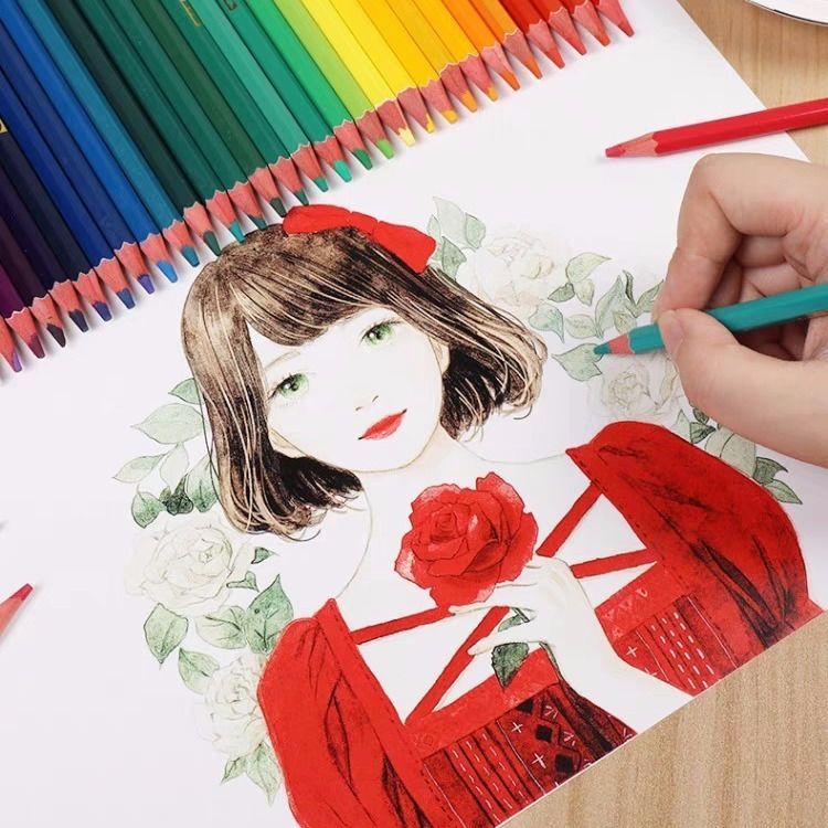 彩铅画笔水溶性彩铅36色48色可擦彩铅可溶性铅笔绘画彩铅套装