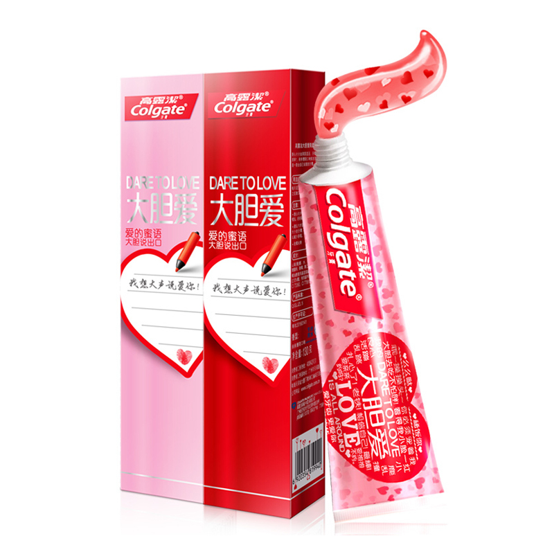 高露洁(Colgate)大胆爱心形牙膏套装(130g*2支) 送赠品高清大图