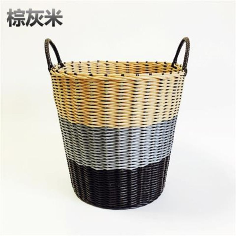 整理脏衣篮篓装置物篮栏搂箩脏衣桶篮丢脏衣筐大号匡放脏衣服收纳 XL特大号棕灰米