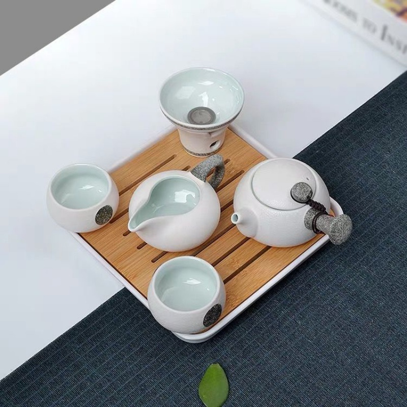 苏宁放心购整套家用办公白瓷日式简约旅行功夫茶具套装快客杯一壶二两杯茶盘
