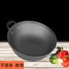 双耳铸铁平底锅电磁炉圆底锅尖底锅炒锅无涂层生铁锅火焰锅醉鹅锅|圆底锅(明火炭火通用) 直径32厘米+盖