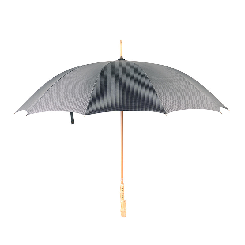 男士晴雨伞英伦复古风细格加大10骨抗风竹节弯柄直杆木中棒长柄伞视频