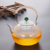 铜把提梁壶玻璃煮茶壶电陶炉烧水壶锤纹煮茶器日式铜把壶明火加热|猫眼石700毫升壶嘴过滤网款