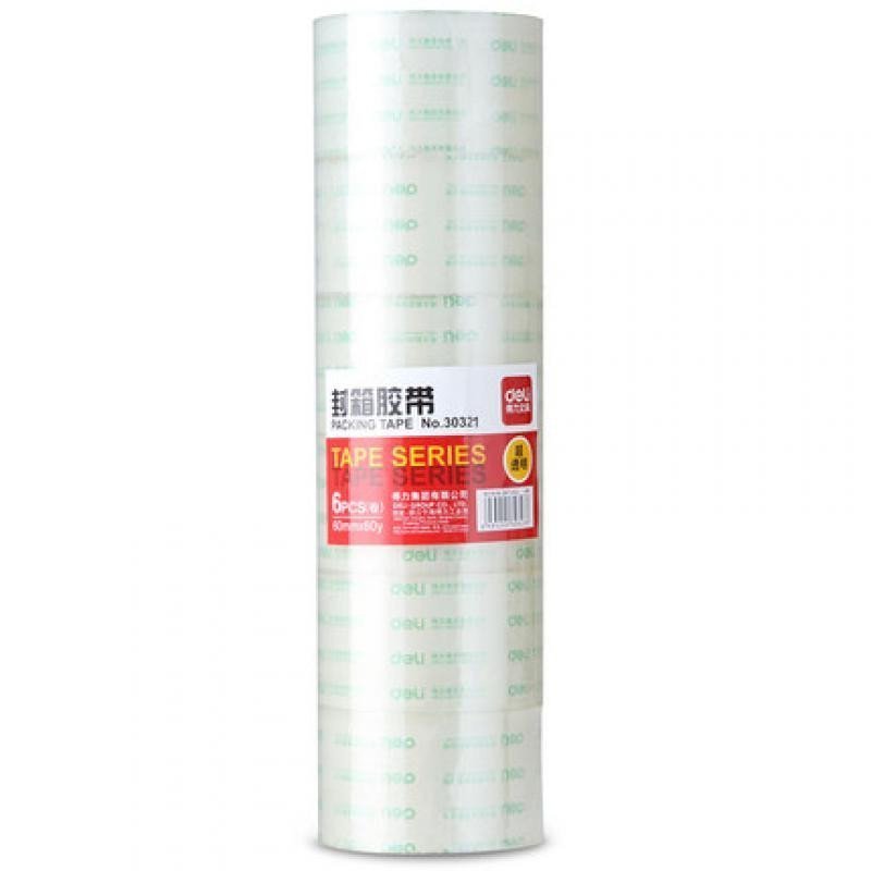得力(deli) 30321 胶带 封箱胶带 透明胶带 宽6cm*40y打包胶带 6卷装