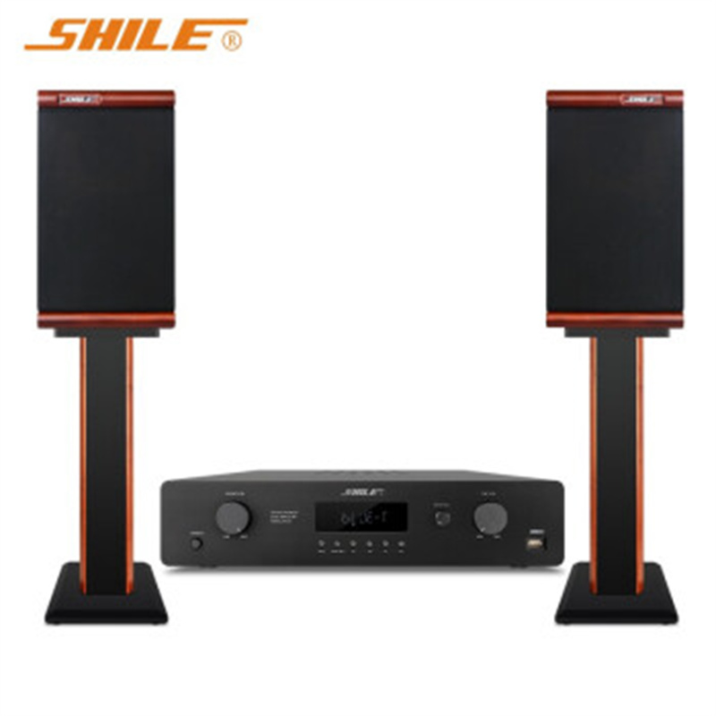 狮乐(SHILE) AV-24+HF-6 高保真发烧级HIFI功放书架音箱套装 家用客厅KTV音响唱歌全套设备