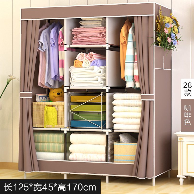 寻木匠简易衣柜布衣柜出租房用单人宿舍卧室家用挂衣钢管加固加粗收纳