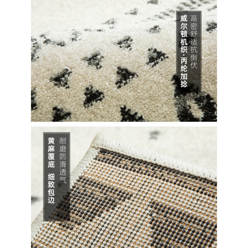 美帮汇轻奢/北欧风格地毯现代简约线条客厅茶几卧室房间床边毯满铺高清大图