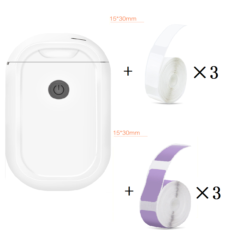 L11标签机+白色3卷+紫色3卷|标签打印机手持小型打价格迷你家用彩色条码便签便携式热敏标签机E3