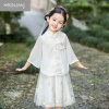 可莉允汉服女童夏季薄款儿童改良旗袍套装民族风唐装中国风夏装裙子
