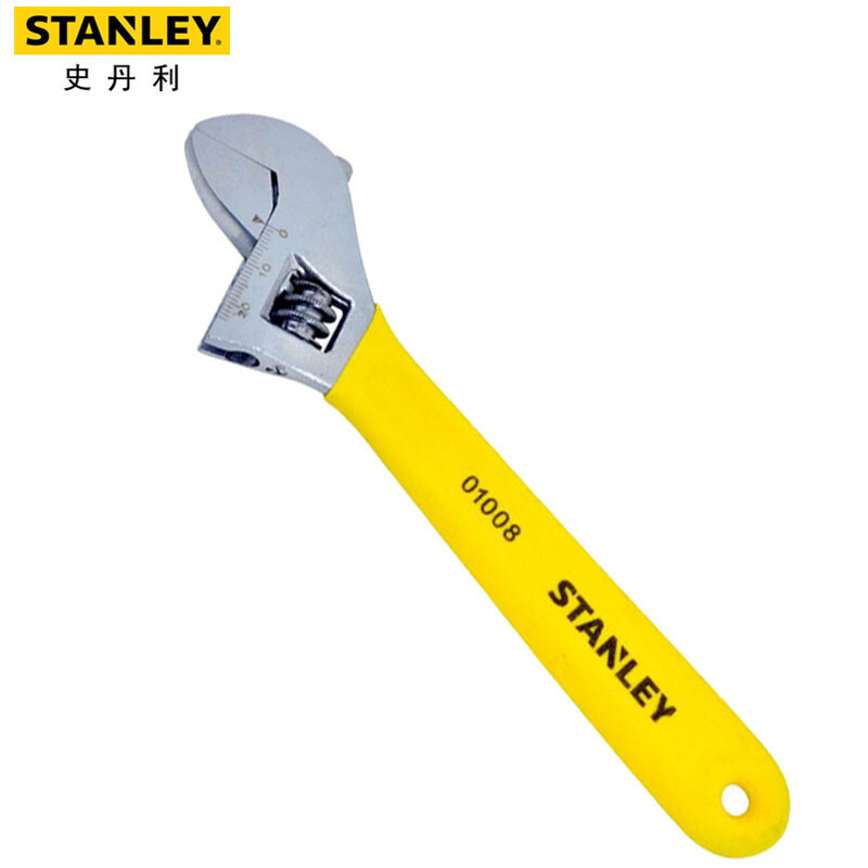 Jianjtx 史丹利活动扳手套装B系列沾塑柄防滑家用多功能活络开口扳手活动扳手4寸100mm STAD01004