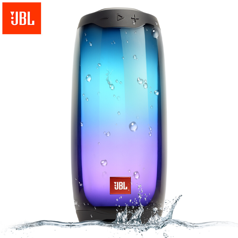 JBL PULSE4 音乐脉动四代 便携式蓝牙音箱 全面屏炫彩小音箱+低音炮 超长续航 防水设计 黑色