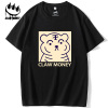 Claw money短袖T恤夏季新款纯棉体恤宽松潮流男装上衣ins落肩半袖