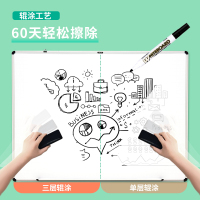 得力白板写字板 黑板家用90*120cm实心纤维板芯 磁性办公教学白板悬挂白板 写字板黑板白板33468