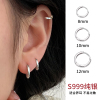 S999纯银光面耳圈女冷淡极简风气质时尚感耳环耳扣养耳洞耳饰