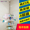 白色4托盘2毛巾架豪配加厚不锈钢管[适合1-3.2米空间] 免打孔顶天立地浴室卫生间置物架壁挂厕所洗手间架子夹缝收纳神器