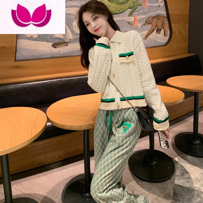 七斓小香风套装女2023年新款高级感时尚气质显瘦阔腿裤休闲套