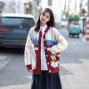 日系秋冬款针织开衫毛衣女学院风软妹百搭宽松可爱海豚v领外套