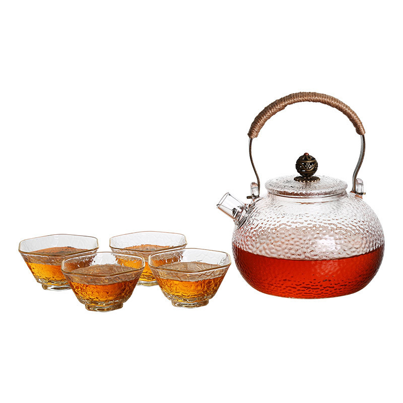 果兹(GUOZI)欣语玲珑手工锤纹玻璃茶具套装GZ-S38