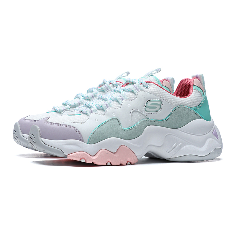 skechers斯凯奇女鞋休闲鞋2021新款熊猫老爹鞋厚底运动鞋149105视频