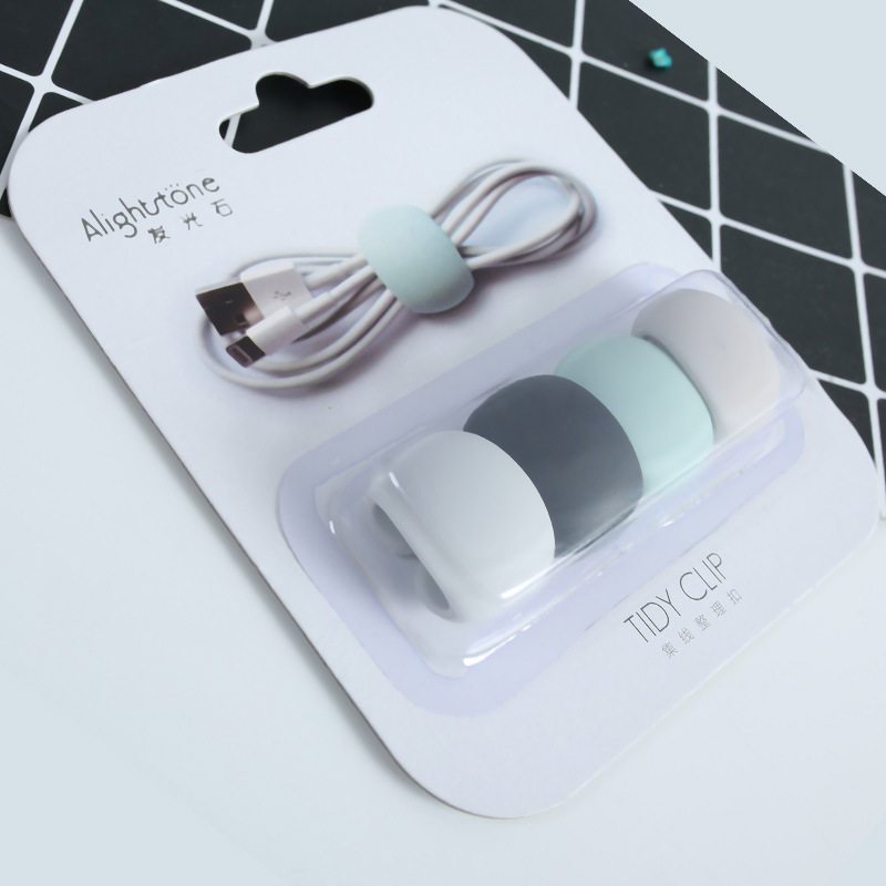 美帮汇4个装数据线充电线整理扣多功能绕线器集线器耳机固定缠绕收纳扣