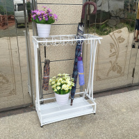 雨伞架酒店大堂家用收纳架纳丽雅商用学校创意办公放挂折叠伞架伞桶 蝴蝶款50长60高21孔24钩白色