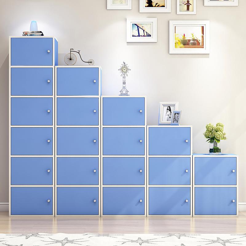 简易书架储物柜书柜带带锁小柜子自由组合简约柜阳台收纳柜