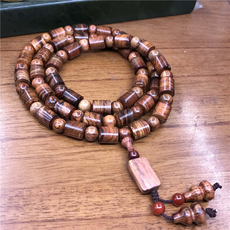 居典judian正宗海南黄花梨手串男女通用桶珠多圈虎皮纹山水纹海黄民族