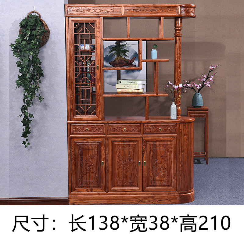 新中式实木玄关柜双面门厅柜客厅隔断鞋柜酒柜藤印象屏风间厅柜进门