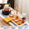 电陶炉煮茶玻璃家用日式抖音茶具烧水壶煮茶器泡茶煮茶炉套装 国泰家和 黑色(几何)电陶炉+龙鳞11件套+大长方旅行茶具