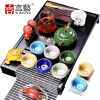 言艺(yanyi) 陶瓷功夫茶具套装 实木茶盘.冰裂釉茶具配黑色厚德载物