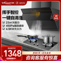 万和(Vanward) 侧吸式家用抽油烟机 燃气灶具烟灶套装 23风量自动清洗 烟灶套餐 DJ738+B7L51液化气