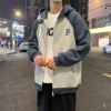 [1折价62.9元叠加优惠券]唐狮男式外套男装外套男连帽拼接左胸小细节针织宽松休闲外套外套男