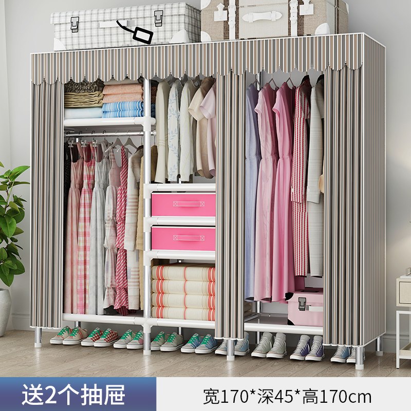 唐臻布衣柜现代简约宿舍布艺组装简易出租房布衣柜女生卧室家用挂衣橱