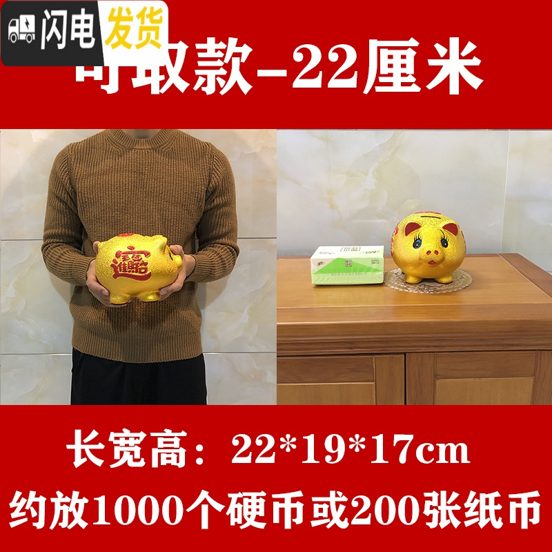 三维工匠储蓄罐储钱罐小猪只进不出大容量大人用家用儿童不可取 10号单个猪长22厘米【可取钱】